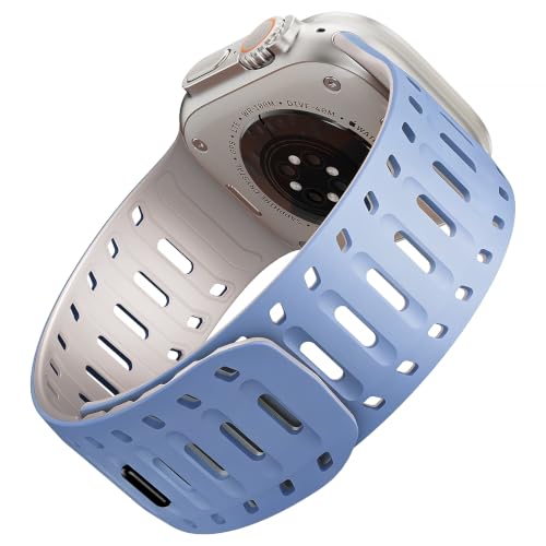 Image of X-it Magnetic Watch Band for Apple Watch Ultra 49mm, 46mm /45mm /44mm, Soft Silicone Sport Strap with Strong Magnet for Men and Women, Compatible with Apple Watch Series 11 /10 /9 /8 /7 /6 /5 /4 /3 /2 /1 and SE