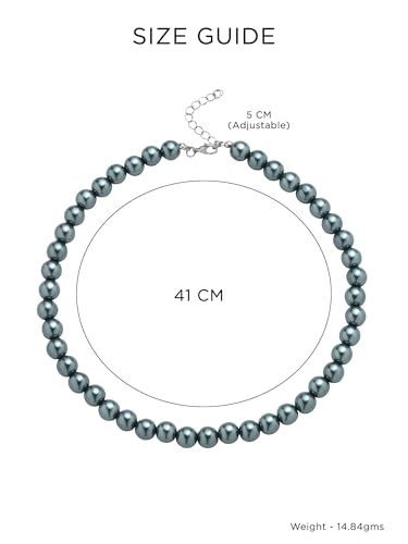 Image of Yellow Chimes Pearl Necklace for Women | Fashion Grey Chain Necklace | Choker Pearl Statement Necklaces | Glam Chains | Western Necklace for Girls Birthday Anniversary Gift for Women Wife