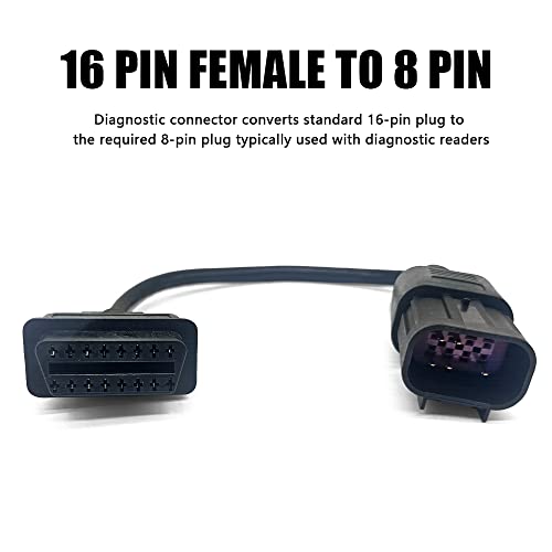 Oneuniq 16 Pin Female To 8 Pin Obd2 Diagnostic Connector Compatible With Polaris Can Eobd, Obdii Diagnostic Cable Compatible With Polaris Atv Motorcycle Slingshot #TOP2