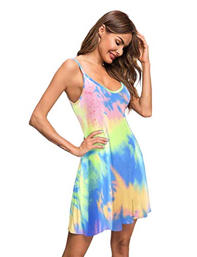 Image of MISFAY Women's Summer Spaghetti Strap Casual Beach Cover Up Dress with Pockets