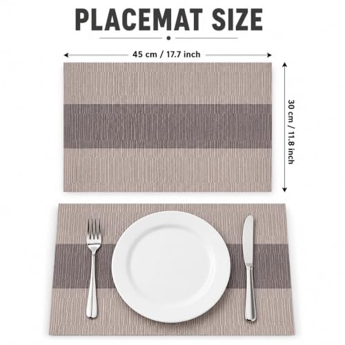 Image of OXSAM Placemats, Heat Insulation Non-Slip Vinyl mats, Stain-Resistant Tablemats for Home and cafe Dining Table Decor (Brown Cream Pattern, Pack of 8)