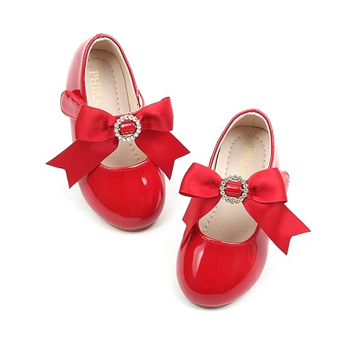 Image of PHIRAMIN Toddler Flower Girl Dress Shoes - Little Girl Mary Janes Flats Wedding