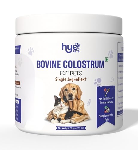 HYE Pets Bovine Colostrum for Dogs & Cats | from Grass-Fed Cows | Pure Single Ingredient No Preservatives | Immune Support | 120 Servings | 2.1 Oz