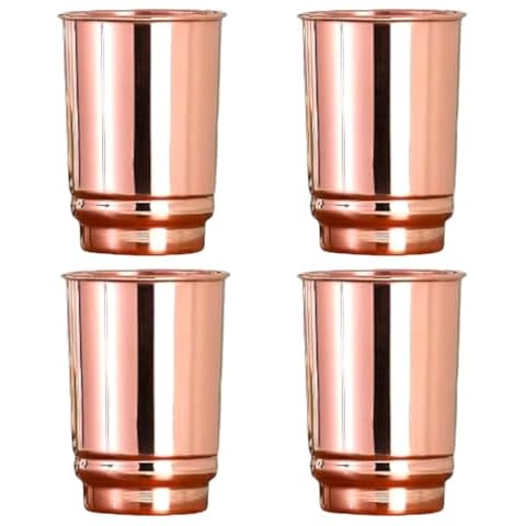 2activelife Pure Copper Tumbler Set of 4, UNLINED, UNCOATED And LACQUER FREE, 350 Ml (11.8 US Fl Oz) Capacity For Ayurveda Health Benefits Cover