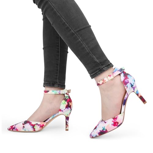 Image of JOY IN LOVE Closed Toe Heels Pumps for Women 3IN Stiletto Pointed Toe Ankle Strap Heels