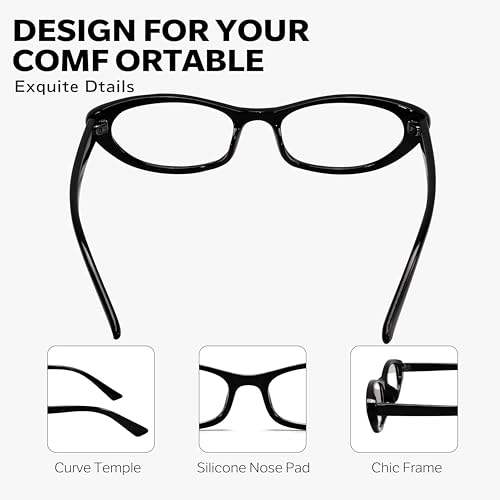 Image of boten Cat Eye Blue Light Blocking Glasses for Women Men Small Oval Eyeglasses Anti Glare Nerd Eyewear