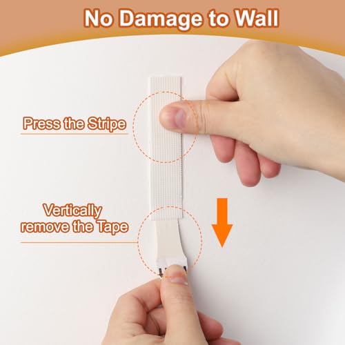 Image of PATIKIL 40-Pairs (80 Strips) Picture Hanging Strips, Heavy Duty Picture Hanging Strips Kit Removable Wall Hanging Strips Without Nails for Decorations, White 99 x 20mm