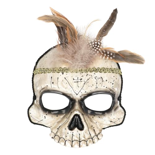 Boland - Demi-masque vaudou, masque d'horreur pour déguisements, Halloween et carnaval, chaman, thaumaturge