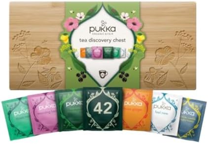Pukka Limited Edition Discovery Chest, Premium Selection of Infused Organic Teas, Comes in Gift Ready Bamboo Box, Exquisite Herbal Teabag Assortment, Ideal for Tea & Infusion Lovers, 42 Assorted Bags