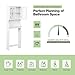 MELLCOM Over The Toilet Cabinet, Wooden Bathroom Organizers and Storage with Adjustable Shelf & 2 Glass Doors, Home Space Saving Toilet Rack with Metal Anti-tip Device, 67''H x 24''W x 8.5''L, White