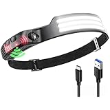 ヘッドライト Type-C 充電式 ledヘッドライト 高輝度 2000mAh 五つ点灯モード センサー機能付き 防水 照射角度調整可 超軽量 釣り ヘッドランプ 登山 キャンプ 散歩 アウトドア 災害 停電用