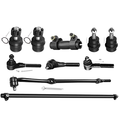 SCITOO 10pcs 4WD Suspension Kit For 1997-2006 For Jeep Wrangler For Jeep TJ - With Suspension Parts Upper Lower Ball Joint Inner Outer Tie Rod End Tie Rod Adjusting Sleeve