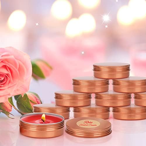 Belle Vous 24 Pack Round Aluminium Tins - 60ml / 2oz Copper Screw Lid Cans - Mini Empty Metal Jars/Containers for Travel, Cosmetics, Candies/Sweets, DIY Crafts, Lip Balm/Cream, Samples and Storage