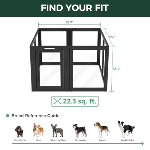 Image of FXW AuraSpace Acrylic Indoor Dog Playpen for Medium Dogs, 35 Inch, 8 Panels, Black