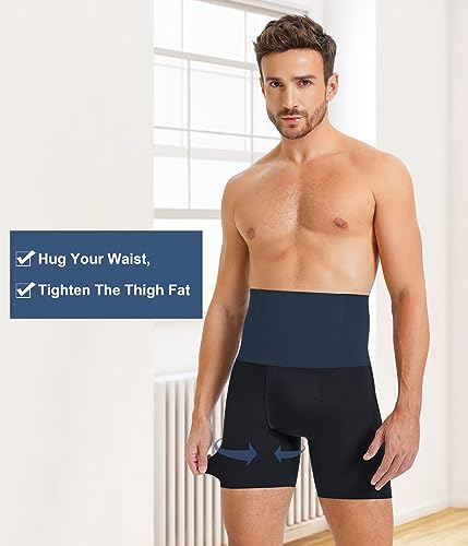 Molutan Men’S Shapewear Tummy Control Shorts Slimming Body Shaper High Waist Compression Boxers Briefs Black thumb #2