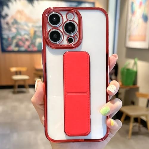 Coque de Luxe iPhone 13 Pro Transparente Cadre Galvanisé Rouge Haute Finition avec Stand