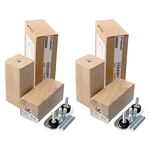 IKEA STUBBARP (BESTA) - Patas de madera maciza, efecto de roble teñido blanco, juego de 4