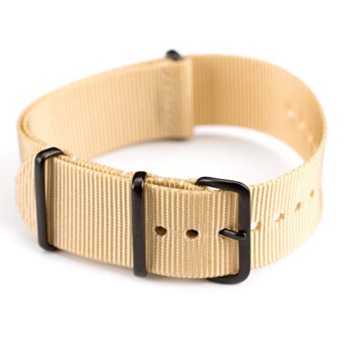 Image of Infantry 20mm 22mm 22mm Genuine Leather Replacement Watch Band with 5 Stainless Steel Rings Brown Black