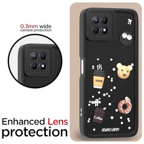 Image of Outlouders Back Cover for Realme Narzo 50 4G / Realme 8i 4G | 3D Cartoon Bear Cute Fun Silicone Full Body Protection Bumper Case (Black)