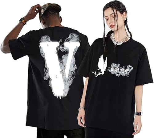 Fashion Mens Short Sleeved T-Shirt V Letter Printed Tops Casual Couple T-Shirt Hip Hop Short Sleeved Tops