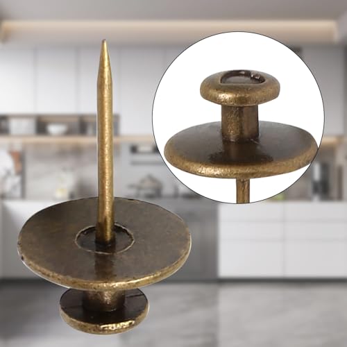 Image of 25 Pcs Bronze Double Headed Picture Hangers Nails | Thumb Tacks Decorative, Push Pin Wall Nails, Photo Hanging Hook Pins, For Home Office Drywall Classroom