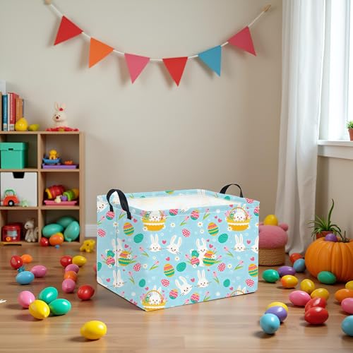 Image of Rectangular Flower Easter Basket for Kids - Baby Storage Bin and Organizer, Shelf, Book Basket, Room Decor