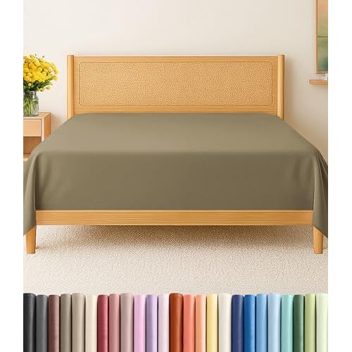 Queen Size Flat Sheet - Hotel Quality Top Flat Bed Sheet Only - Ultra-Soft, Comfy Breathable & Cooling - Fade & Wrinkle Free - Easy-Care, Stain & Shrink Resistant Bedding - Easy-Fit & Oeko-T