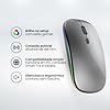 Mouse Sem Fio Premium Recarregável, Design Ergonômico, Clique Silencioso, Iluminação RGB Personalizável, Bluetooth 5.0 & Dongle USB, DPI Ajustável (Cor Cinza) - PREMIUM #3