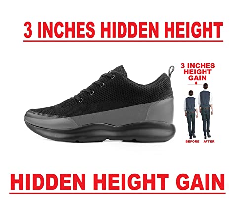 Image of Mens Global Rich's Men's 3 Inch Hidden Height Increasing Black,Blue,Brown,Grey Casual Sports Laceup Shoes with Eva Sole Casual Shoes