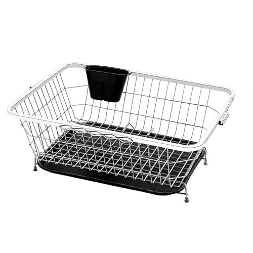Image of Sulfar Stainless Steel Dish Drainer Stainless-Steel Dish Drying Rack with Drainer Sink Counter Top Basket Plate Rack (17X22 inch)