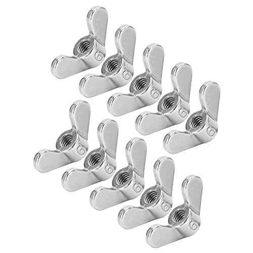 10 Stück Flügelmuttern Sortiertes Kit, 304 Edelstahl-Befestigungsteile M6 Schmetterlingsmutter,Nuss