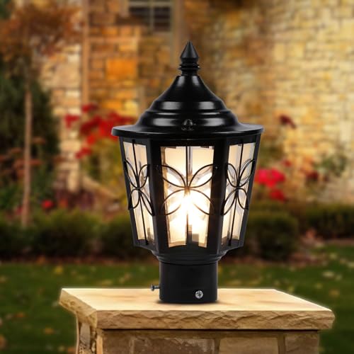 Image of SINOMAN Pillar Mounted Post Light Flower Pattern Outdoor Main Gate Light Fixture Lamp Perfect for Boundary Walls, Driveway Gates, Patio, Pathway, Fence & Home Entrances (Pack of 1)(Without Bulb)