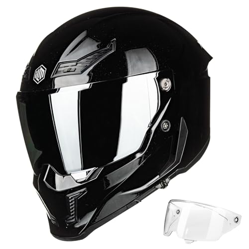ILM Motorcycle Helmets for Adult Men Women Full Face DOT ECE Powersports Dual Visor Street Racing Helmet with Pinlock Cascos para Motos Model MF509 (Gloss Blacks, L)