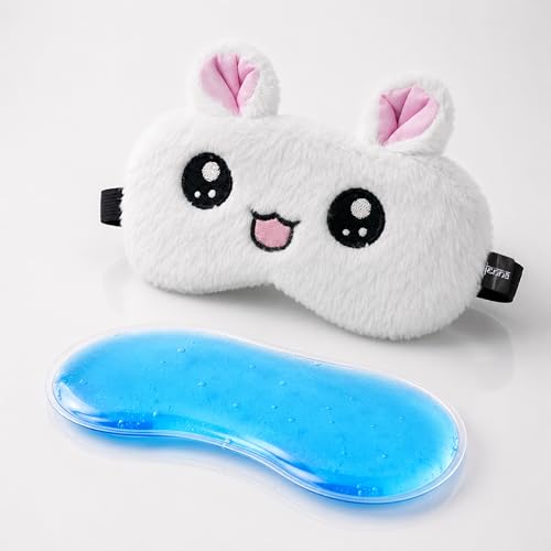 Image of Jenna Eye Mask for Sleeping with Adjustable Strap Super Soft Sleeping Mask Blind Fold for Comfortable Sleep Travelling Sleep Mask Pad for Girls Sleeping (Kitty-White-Gel)