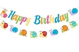 Cheereveal Snail Birthday Party Decorations, Colorful Snail Happy Birthday Banner Garland, Insect Themed Baby Shower Party Supplies