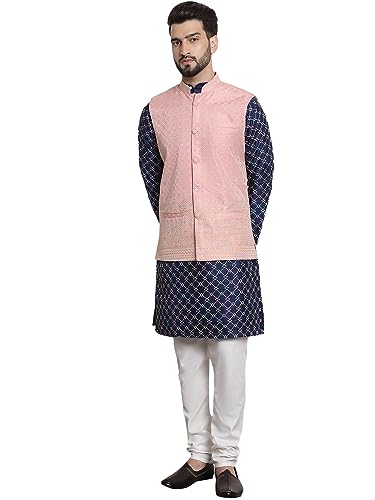 Image of SOJANYA (Since 1958 Men's Silk Blend Kurta and Pyjama with Nehru Jacket