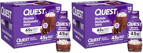 Image of Quest Nutrition Chocolate Protein Shake,45g Protein,2g Sugar,4g Net Carbs,Ready to Drink,Gluten Free,(Pack of 24)