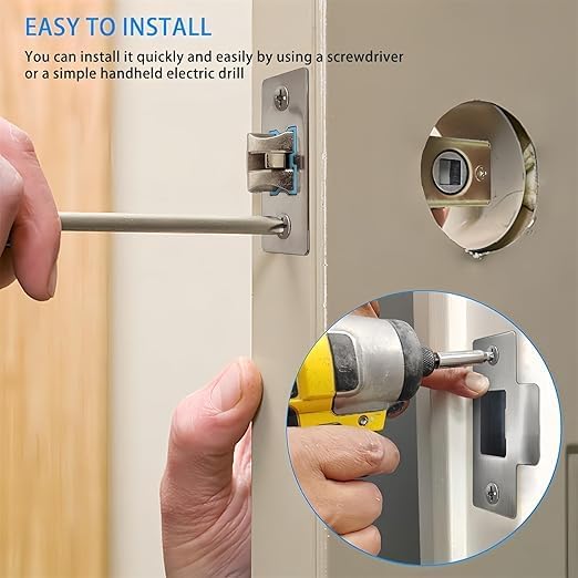 Bathroom Door Latch Tubular Mortice Stainless Steel 30mm Flat Sprung Lever with Strike Plate 2 Pcs