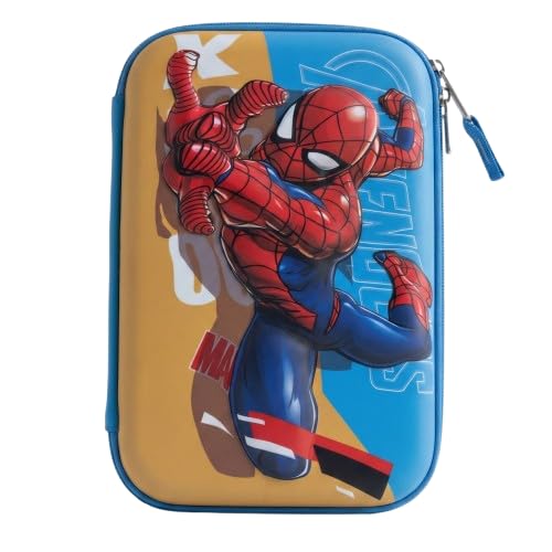 Marvel Spider-Man 3D Molded Hard Shell Pencil Case – Durable EVA Multi-Purpose Organizer for Students & Boys – Large Capacity Stationery Pouch for School & Travel – Blue & Red Avengers Edition-image-4