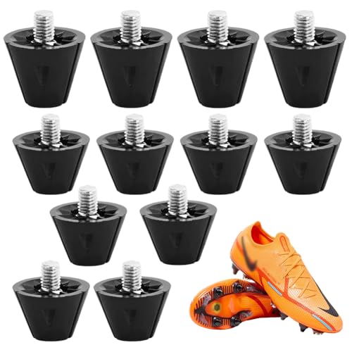 Tacchetti di Ricambio 12 Pezzi – Set a Vite M5 in Metallo e Nylon ad Alta Resistenza, Universali per Scarpe da Calcio Uomo Donna, con Chiave, Ideali per Erba Sintetica e Campi Duri（Colore Nero）
