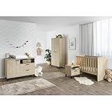 Bel espace de rangement Meublorama Chambre bébé ou Enfant DANAÉ, lit 60x120 évolutif en 90x200, Armoire, Commode à Langer et Chevet