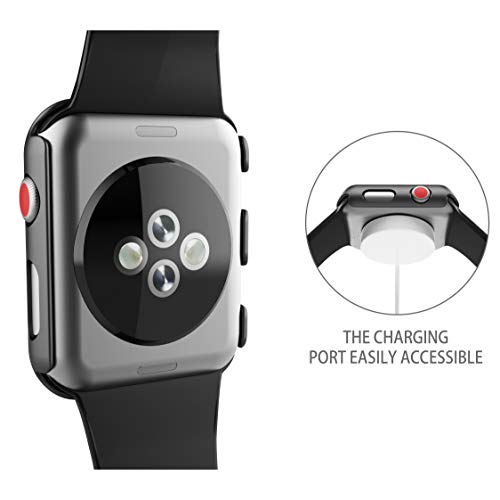 Image of Piuellia Black Hard Case Compatible with Apple Watch Series 3 Series 2 42mm with Screen Protector, Ultra Thin Total Protective Case for iWatch [2 Pack]