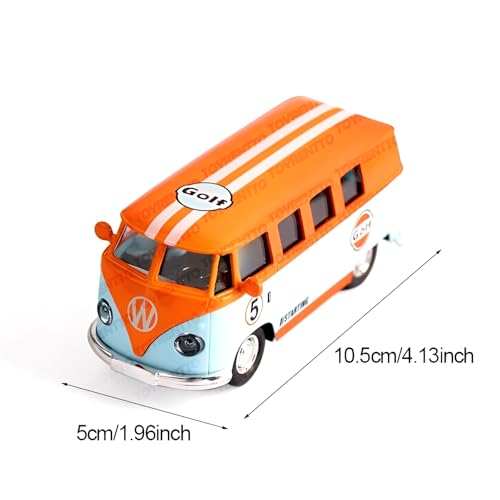 Image of 1:36 Scale Die-Cast VW T1 Model Van Toy Car, High Detail Vintage Simulation Pull-Back Bus with Openable Doors, Classic Retro Design Collectible Gift for Kids & Collectors, Multicolor