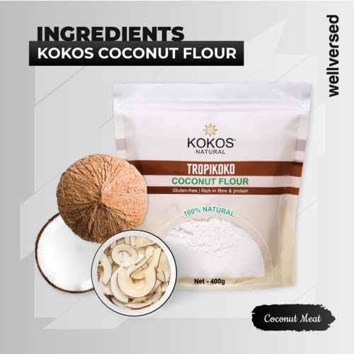 Image of Kokos Natural Coconut Flour 400 Gm - Gluten-Free, High in Fiber & Protein, Ideal for Keto Diets, Supports Heart Health, Weight Loss & Digestion