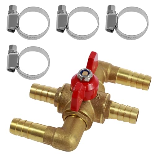 3/4" Solid Brass Heater Control Valve 4-Way Automobile Heating Water Valve with Switch, Automotive Integrated Manual Control Valve, Heater Core Bypass Valve Kit (3/4"(19mm))