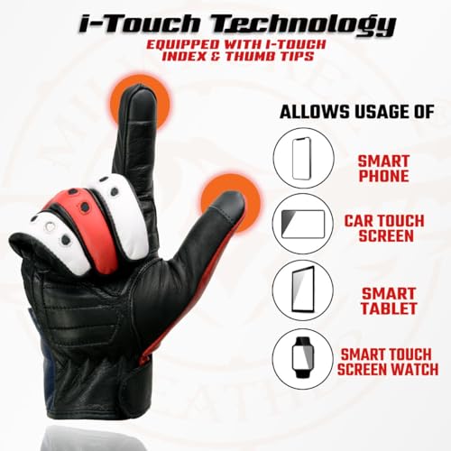 Image of Milwaukee Leather Men's Leather Motorcycle Gloves - Gel Padded Palm, Adjustable Wrist, Riding Gloves - X-Small