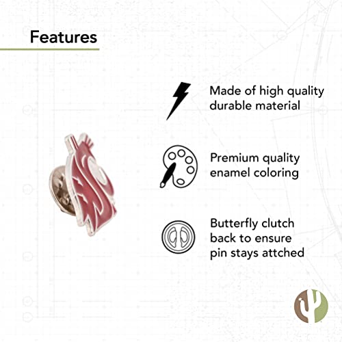 Image of Desert Cactus Washington State University Lapel Pin WSU Cougars Made of Metal for Formal Wear, Bag and Hat Jewelry, and Tie Tack (Pin A)
