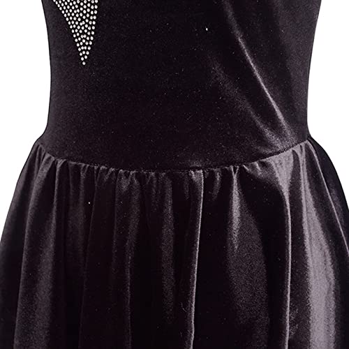 Vestidos de patinação artística, Veludo brilhante strass manga longa ginástica conjunto de roupa de