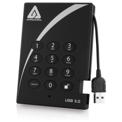 Apricorn A25-3PL256-1000 1TB AES-XTS PADLOCK SECURE USB 3.0 256BIT ENCRYPT TAA COMP