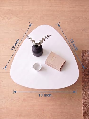 Image of Modern Triangle Side Table with 3 Wooden Legs, Minimalist End Table /Coffee Table for Living Room, Bedside Nightstand for Bedroom, Balcony & Small Spaces